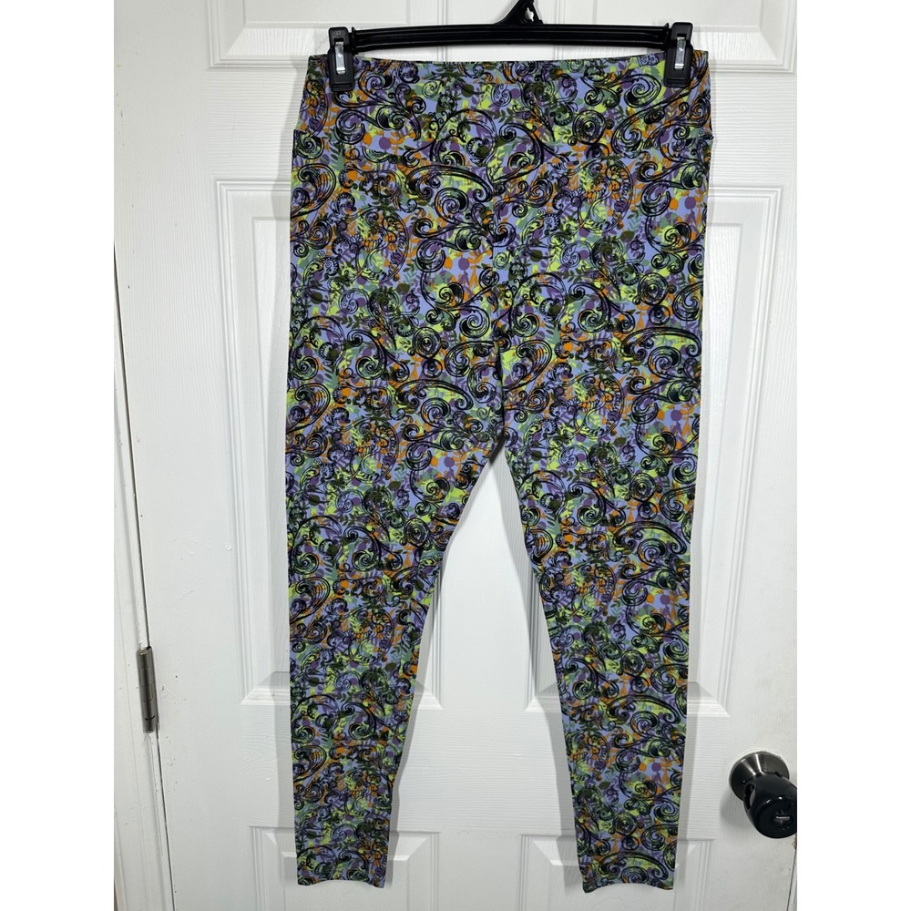LuLaRoe‎ Leggings Womens Tall & Curvy Purple Paisley Scroll Stretch